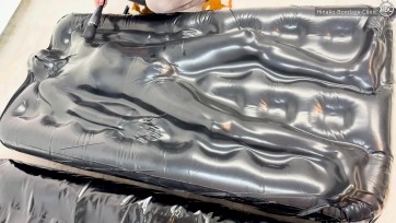 【zentai】2台のエアーマットラバーバキュームベッド！