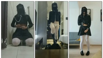 【hx0532】公厕露出的小男娘+形体展示+等待外卖小哥的到来（项圈/jk/白丝/露出/户外）