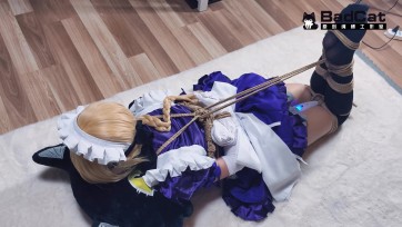 【BadCat】【FATE GO 贞德女仆cos】椅子捆绑 挣扎 棉袜蒙眼堵嘴 强制GC 踩头