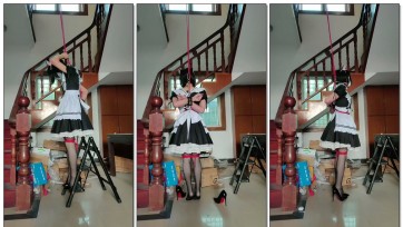 【坎喵】女装子黑丝女仆装自缚吊绑[不可描述]挣扎